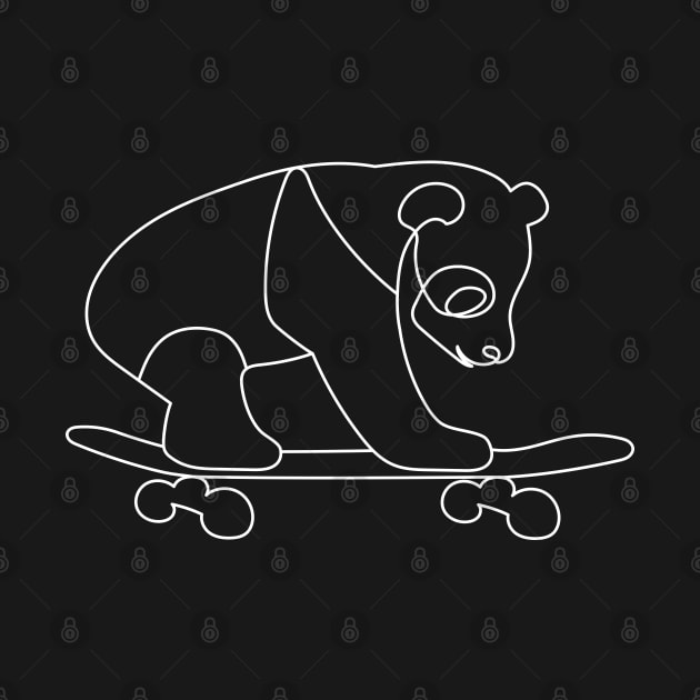 Skateboarding Panda | One Line Drawing | One Line Art | Minimal | Minimalist by One Line Artist