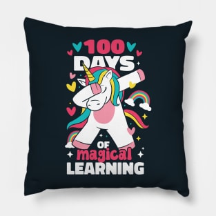 100 Days of Magical Learning // Funny Dabbing Unicorn 100th Day of School Pillow