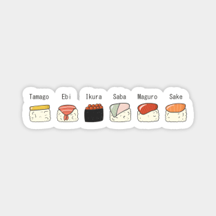 Different types of Sushi Illustration Magnet