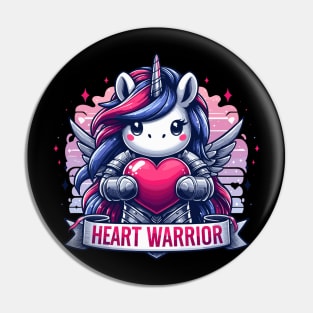 Valentines Day Unicorn of love Heart Warrior Pin