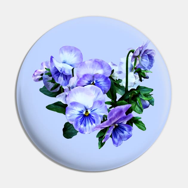 Pansies - Group of Purple Pansies and Leaves Pin by SusanSavad