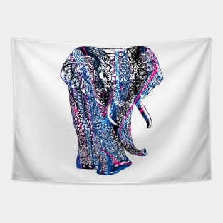 Intricate Asian Elephant Colorful Illustration Tapestry