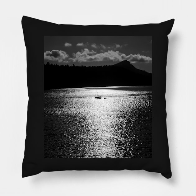 Summer Time Sail Boat Silhouette Pillow by Steves-Pics