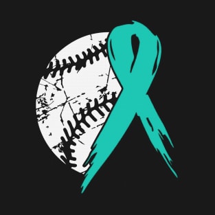 Baseball Tackle PCOS Awareness Teal Ribbon Warrior Support Survivor Hope T-Shirt