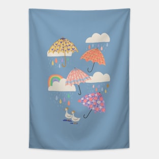 Spring Rain with Ducks Tapestry