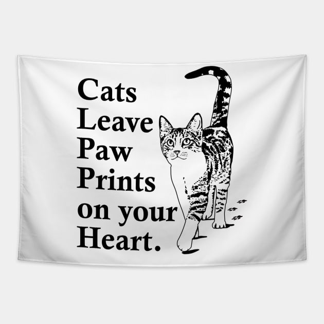 Cats Leave Paw Prints on your Heart Tapestry by Meditate and Sloth