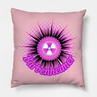 BARBENHEIMER. HOT PINK DANGER BURST PINK FONT STYLE. Pillow