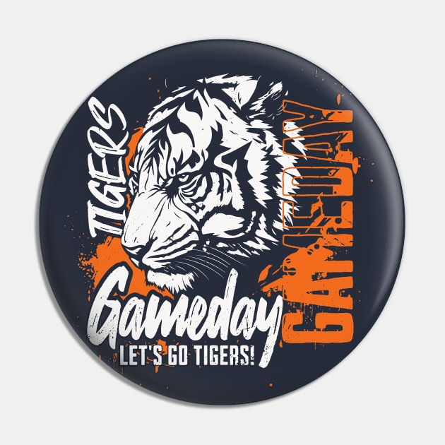 Vintage Tigers Gameday // High School Tigers School Spirit Orange Pin by SLAG_Creative