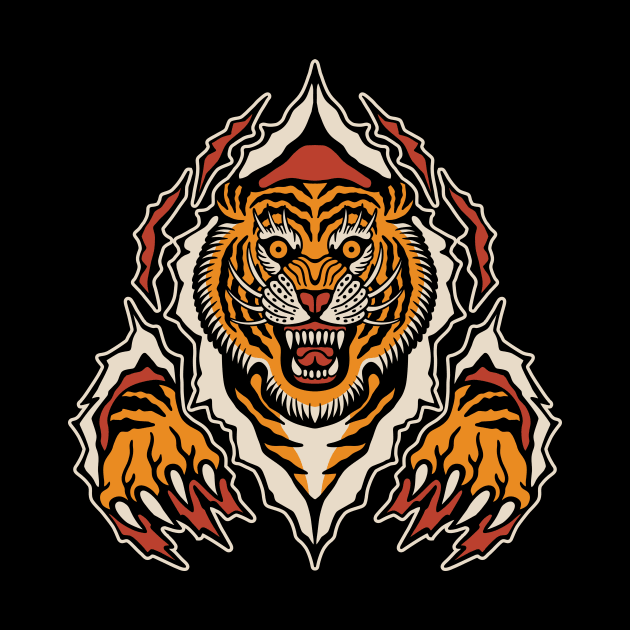 Tiger Traditional tattoo by Abrom Rose