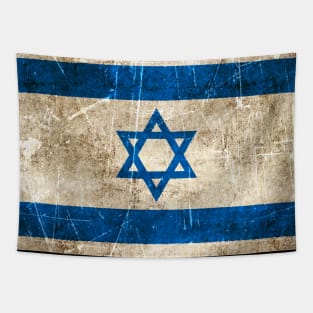 Vintage Aged and Scratched Israeli Flag Tapestry