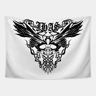 Classic JHAS Tribal Skull Wings Illustration Tapestry