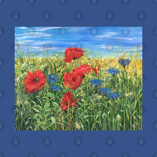 Cornflowers and Poppies by Art by Veya