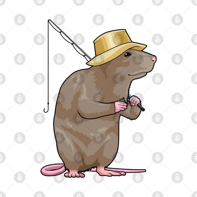 Rat at Fishing with Fishing rod by Markus Schnabel