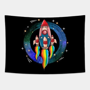 Retro Cool Rocket Ship Space Tapestry