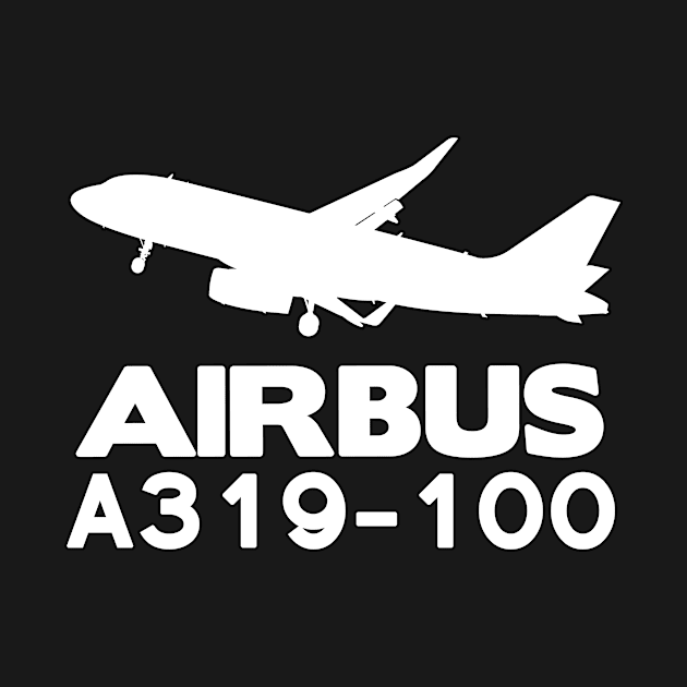 Airbus A319-100 Silhouette Print (White) by TheArtofFlying