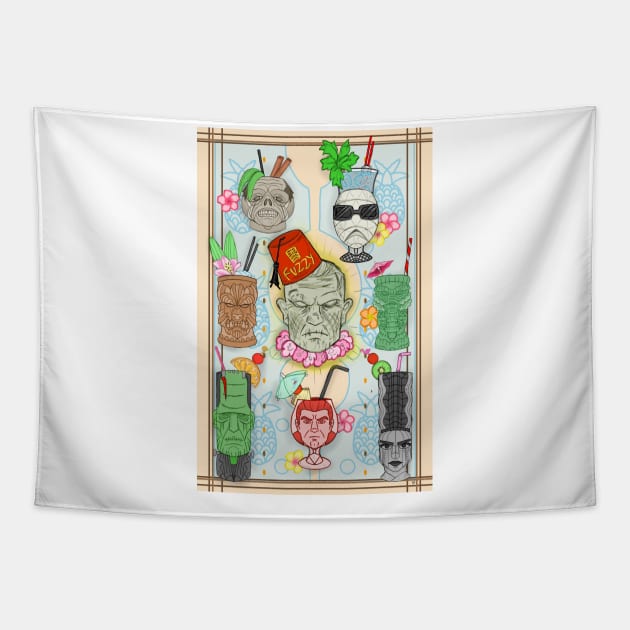 Tiki Monsters Tapestry by Fuzzyjoseph