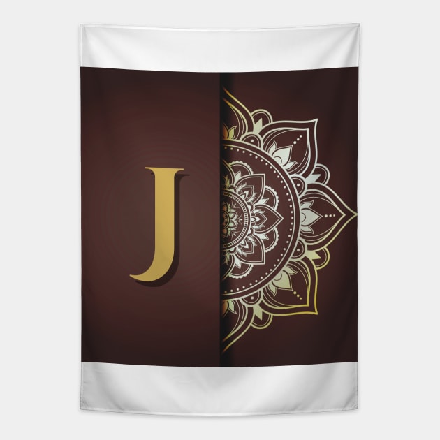 J – Mandala Monogram Tapestry by Mazzlo Shop