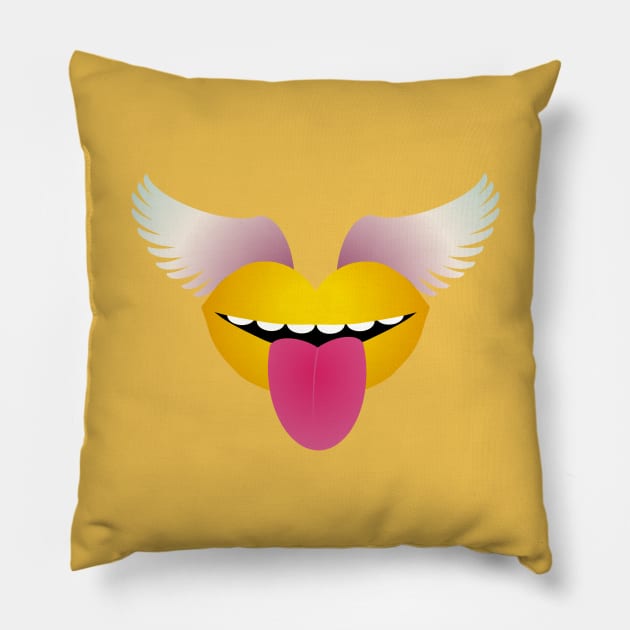 Kissy Yellow Pillow by RawSunArt