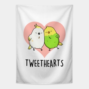Tweethearts Cute Sweetheart Bird Pun Tapestry