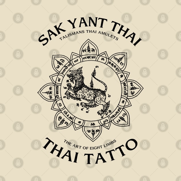 Vintage Muay Thai Sak Yant Lion by KewaleeTee