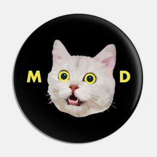 White cat mood with yellow eyes Pin