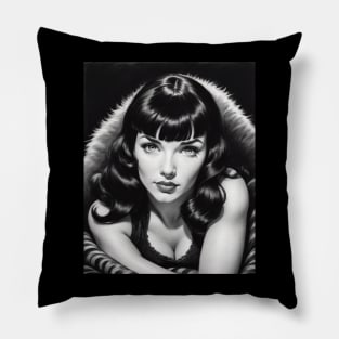 Bettie Page Black and White Portrait Pillow