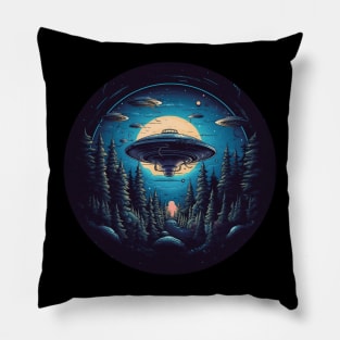 Ufo over a forest Pillow