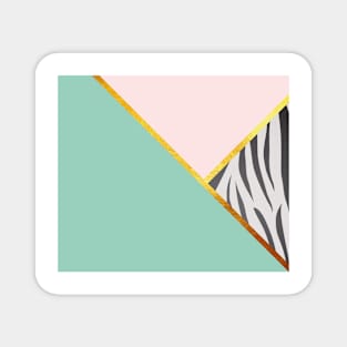 Abstract zebra print, color blocking mint Magnet