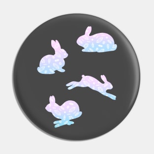 Pastel Easter Bunny Rabbit Crystal Pattern Pin