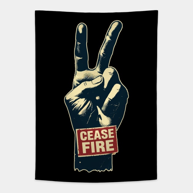 Peace and love Ceasefire Tapestry by TomFrontierArt