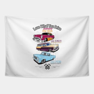 Three Classic Hot Rods Tapestry