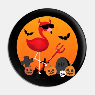 Cute Funny Devil Flamingo Lover Pumpkin Halloween Party Pin