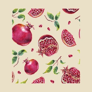 Pomegranate. Watercolor. Seamless pattern. Hand-painted T-Shirt