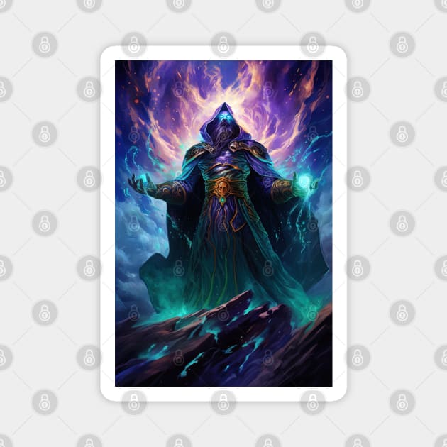 space wizard with shining eyes Magnet by Maverick Media