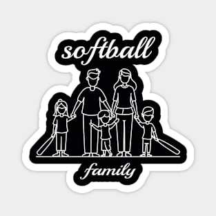 Softball Fan Family - White Magnet