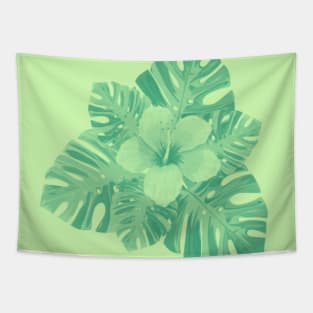 Tropical Green Hibiscus Tapestry