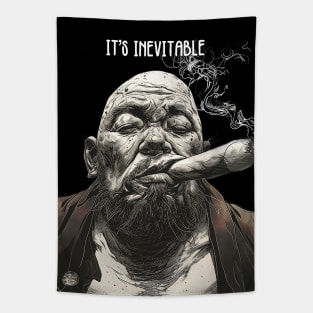 Puff Sumo: It’s Inevitable, Roll With It and Chill on a Dark Background Tapestry