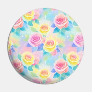 Soft Watercolor Rainbow Roses Pin
