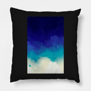 Blue watercolor starry sky background Pillow