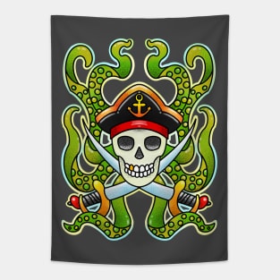 Pirate skull with tentacles and swords Tapestry