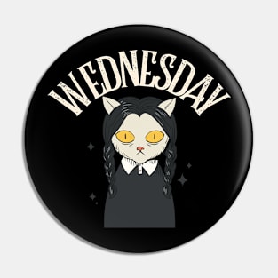 Wednesday Cat Horror Gothic Funny Pin