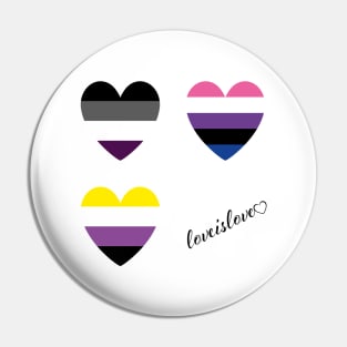 LGBT | Asexual Genderfluid Nonbinary Pride Hearts Pin