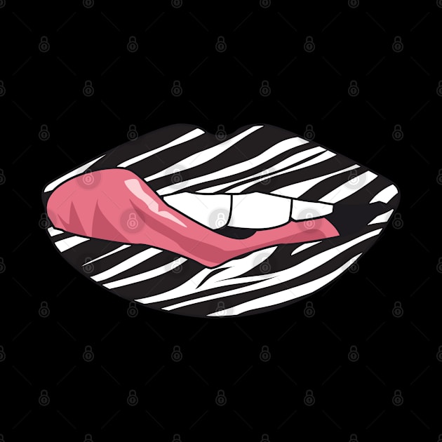 Vintage Lips Retro Style Tongue Zebra Pattern Popart Gift by HypeProjecT