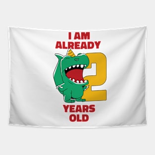 I'm Already 2 Years Old // 2nd Birthday T-Rex Dinosaur Tapestry