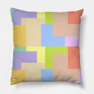 Warm colors abstract overlapping squares tiles pattern Pillow
