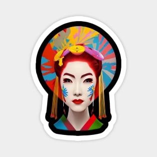 Colorful Japanese geisha head design Magnet