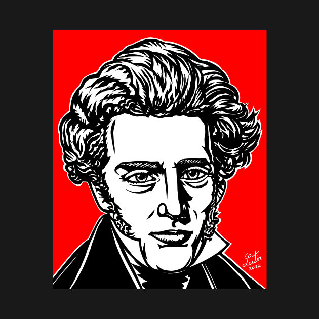 SOREN KIERKEGAARD ink and acrylic portrait by lautir