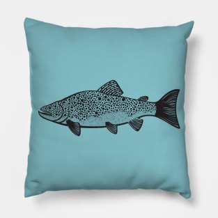 Brown Trout design - hand drawn freshwater fish art Pillow