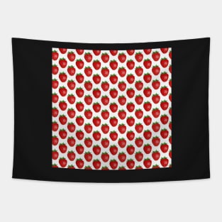 Strawberry Design, Cute Red Strawberries on White Background: Fruit Pattern Summer Gifts Tapestry