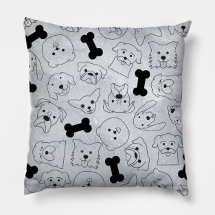 Cute Puppy Pattern (grey) Pillow